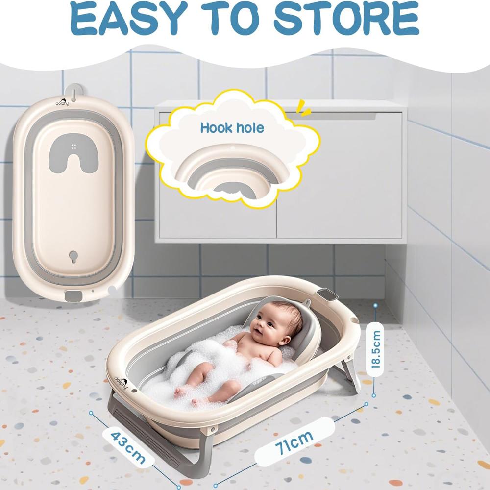Elite Silicone Folding Baby Bathtub with Baby Bath Rack