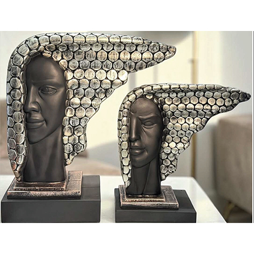 Face Lady Set Of 2 Showpiece - Size: 14.5 X13 X5