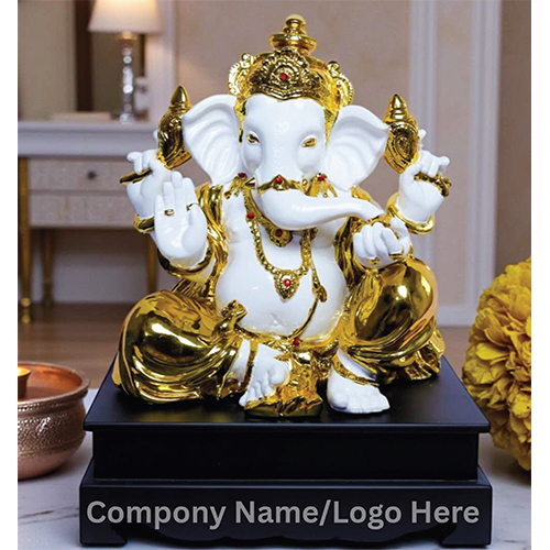 Rk-432 Ganesh Ji Showpiece - Color: White And Gold