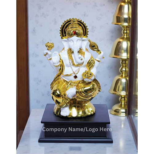 Rk-410 Ganesh Ji Showpiece - Color: White And Gold