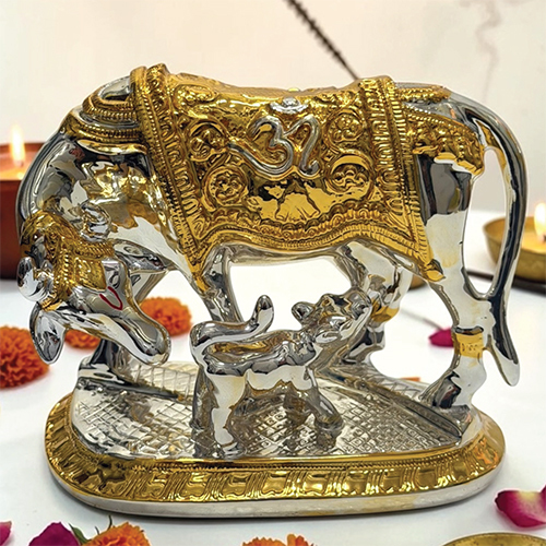 Kamdhenu Cow Metalising Idols