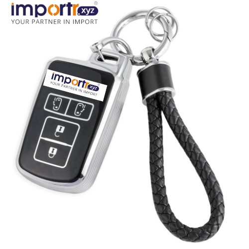 Car Key Case With Braided Leather Keychain - Color: White Green