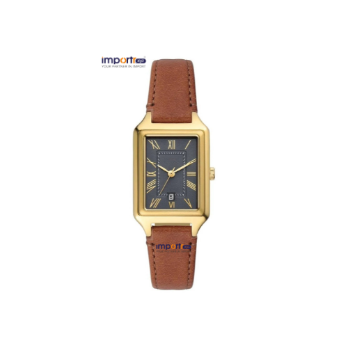 Women'S Tonneau/Rectangluar Dial Quartz Leather Watch - Design: Geometric Case