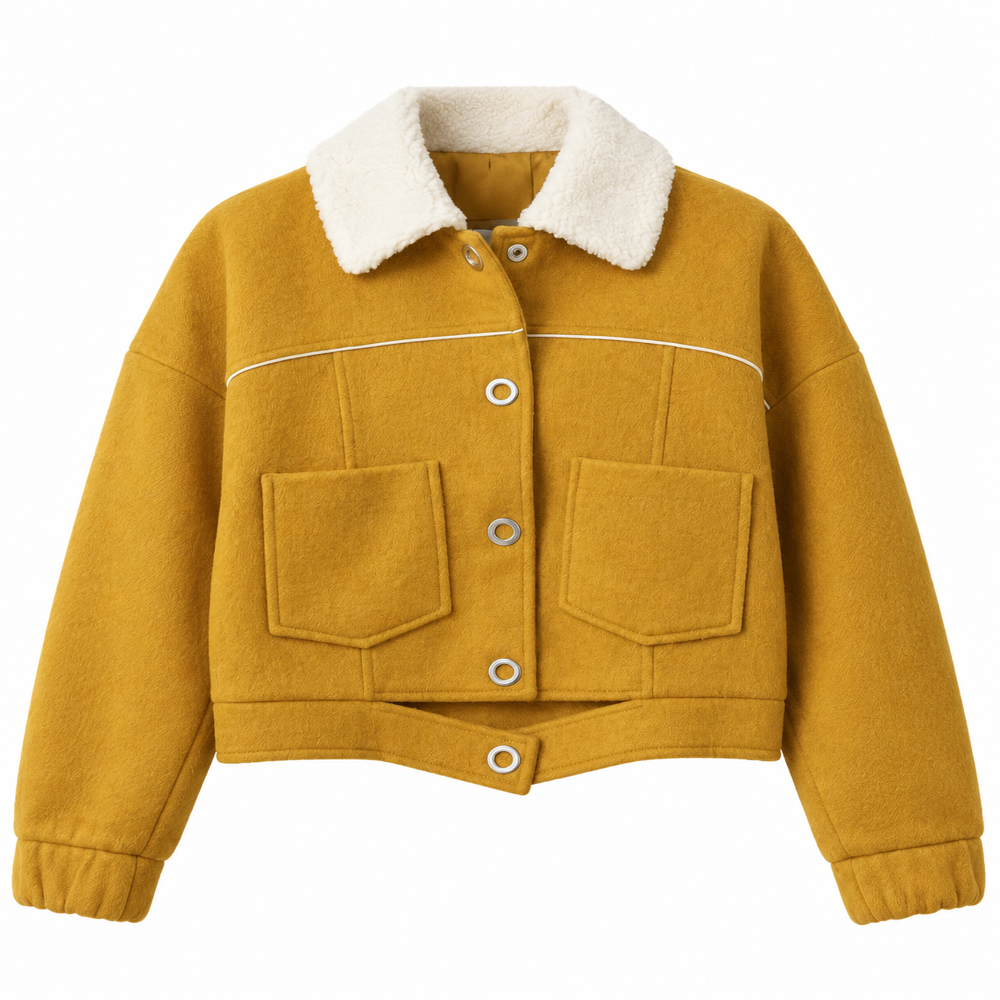 Shearling Collar Cropped Jacket - Age Group: Adults