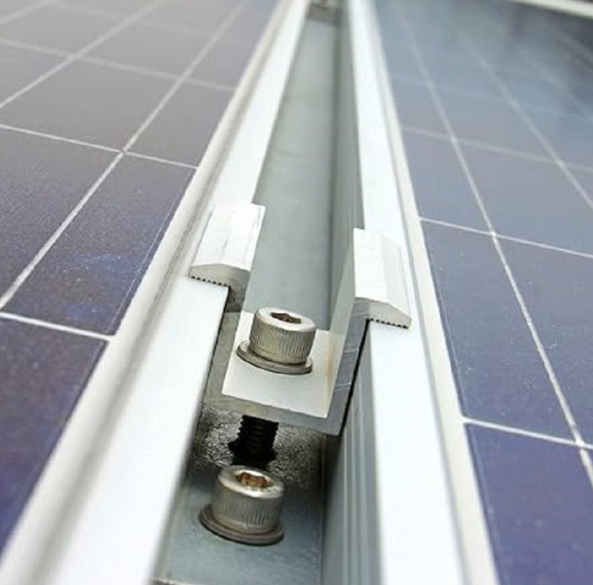 Solar Mid Clamp - 6063-t6 Aluminium, U-shape, Silver, 30-40mm Panel Thickness, Anodized Finish, Allen Bolt