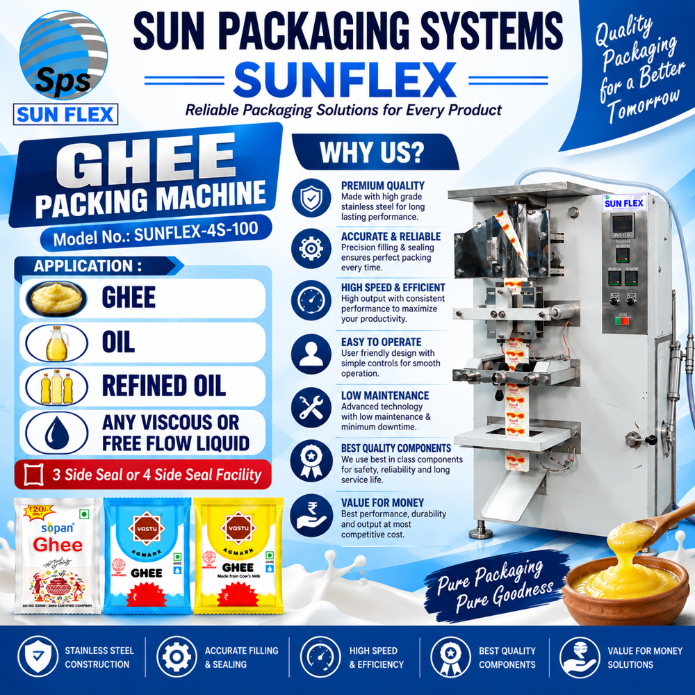 Automatic Ghee Packing Machine - Capacity: 2000 Pcs/hr