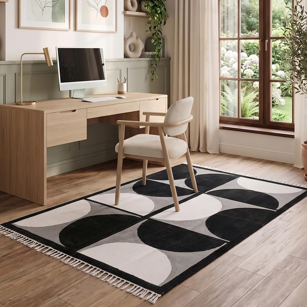 Washable Handmade Cotton Geometric Rug Block Printed Area Rug