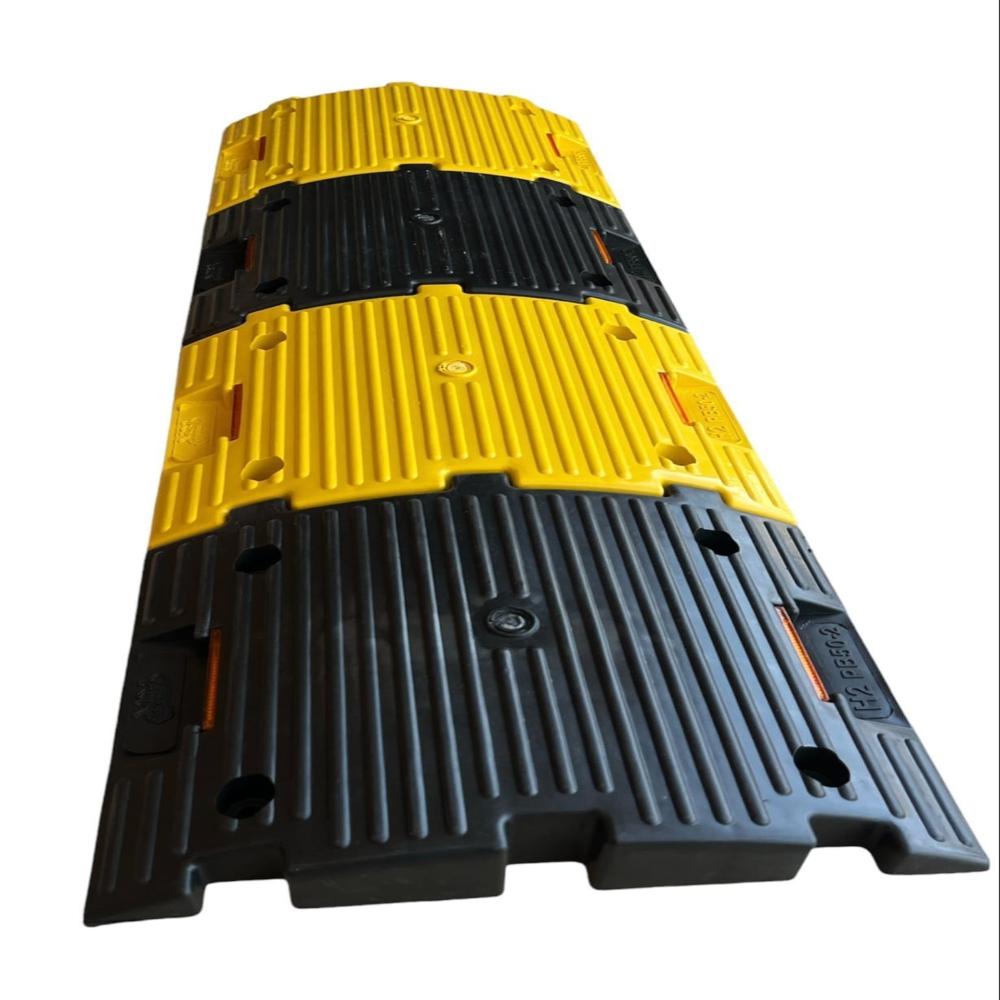 Plastic Speed Breaker - Plastic, 350x250x50mm | Yellow And Black Color, Designed To Slow Motor-vehicle Traffic For Enhanced Safety