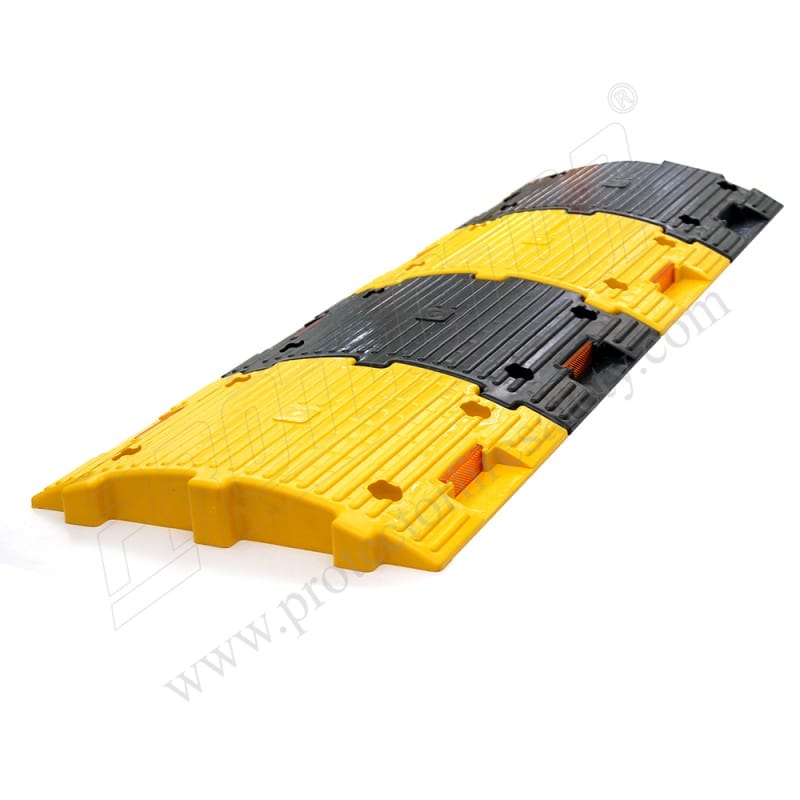 Plastic Speed Breaker - Plastic, 350x250x50mm | Yellow And Black Color, Designed To Slow Motor-vehicle Traffic For Enhanced Safety