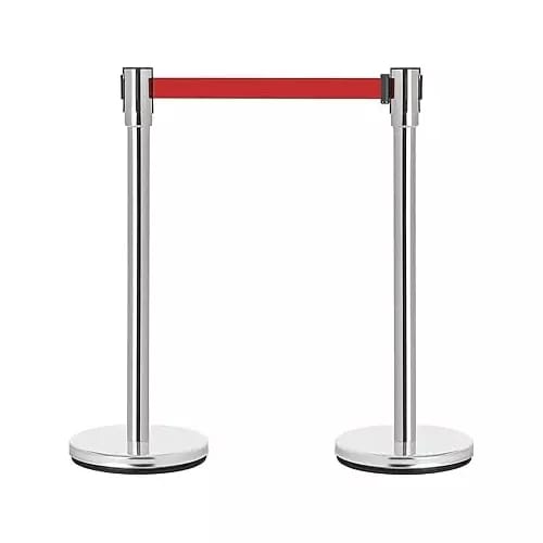 Stainless Steel Queue Manager - Rust-proof Metal Design | Safety Usage With Warranty And Crowd Control Striping