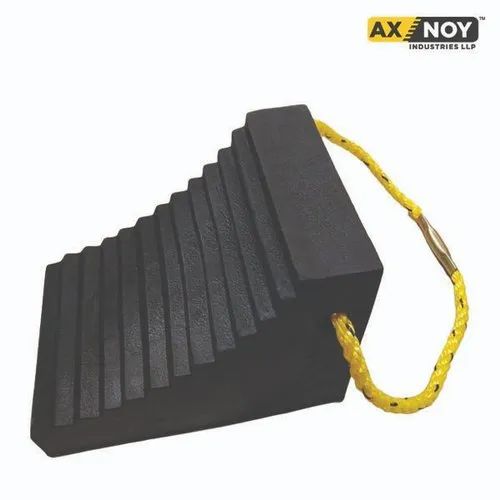 L Shape Rubber Wheel Chock - Sturdy Rubber Material, Black Color | Designed To Prevent Accidental Movement With Tire-hugging Curve