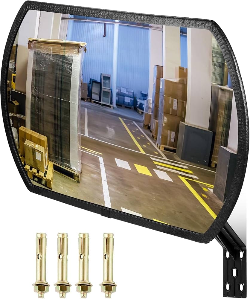 12x18 Inch Rectangular Convex Mirror - Color: Black And Silver