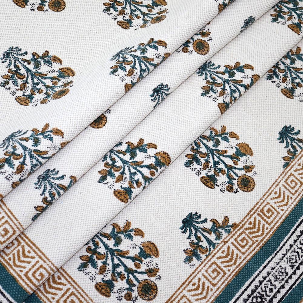 Bedroom Rug Bedside Cotton Rug Handmade Washable Area Rug for Living Room Block Printed Flat Weave