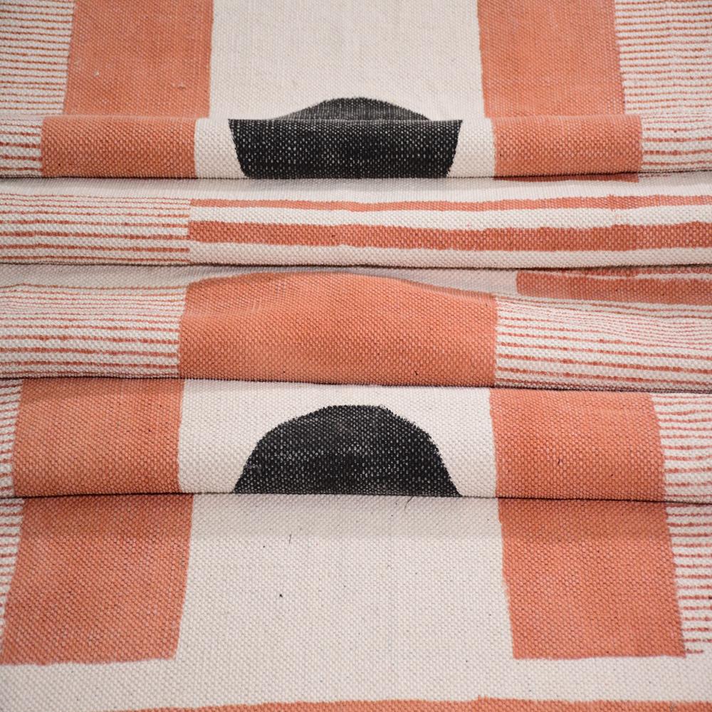 Modern Cotton Rug Handmade Washable Area Rug for Living Room Bedroom Block Printed Flat Weave