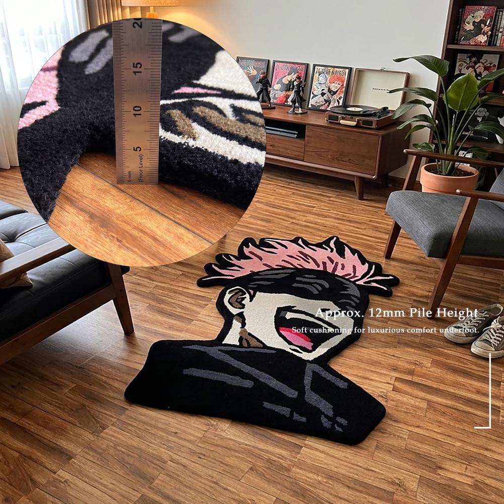 Anime Cartoon Tufted Wool Rug Handmade Custom Area Rug For Living Room Bedroom - Backing Material: Canvas Latex