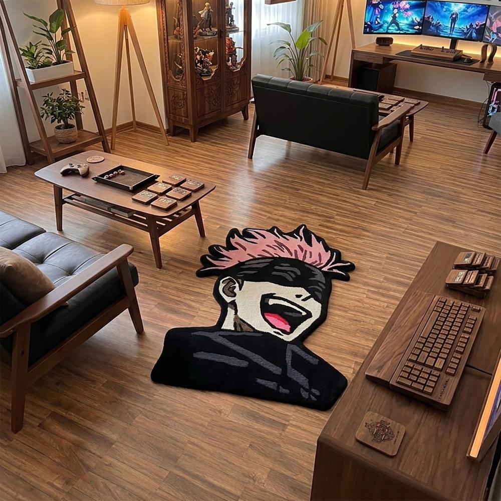 Anime Cartoon Tufted Wool Rug Handmade Custom Area Rug for Living Room Bedroom