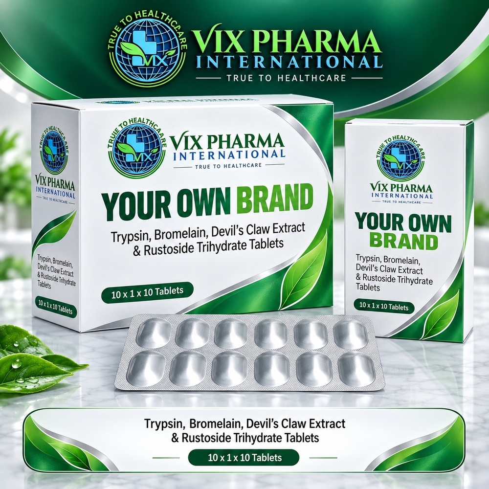 Trypsin Bromelain Devils Claw Extract Rustoside Trihydrate Tablets