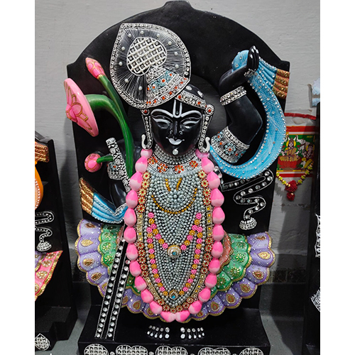 Black Marble Shri Nath Ji - Size: 21 Inch