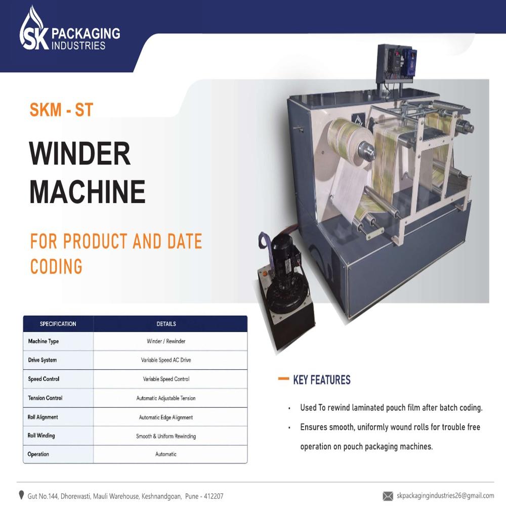 Winder Rewinder Machine - Steel, Aluminum, 1m X 0.8m X 1.2m | Power Efficient, Easy To Operate, Less Maintenance, 1 Year Warranty