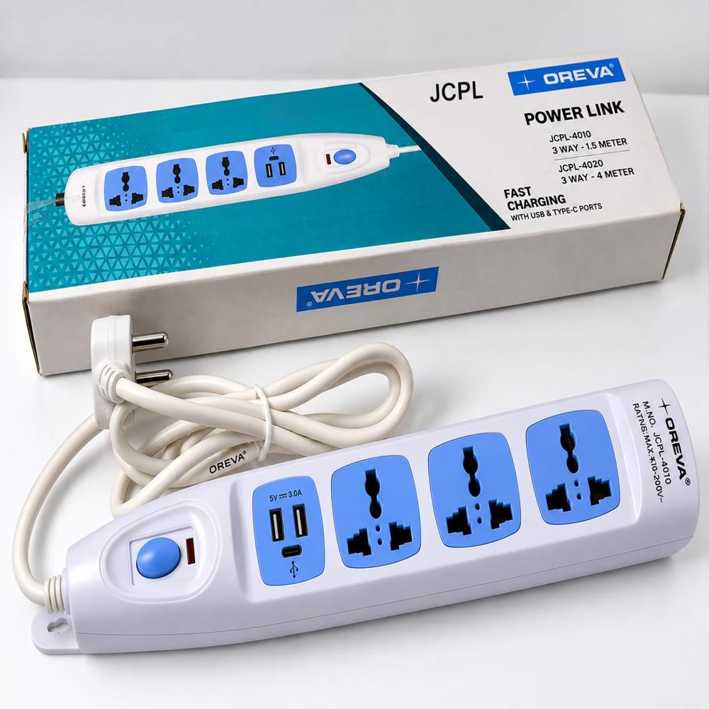 JCPL 4020 USB Fast Charging Extension Board, Multi Plug Board