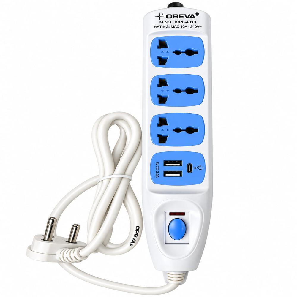 JCPL 4020 USB Fast Charging Extension Board, Multi Plug Board