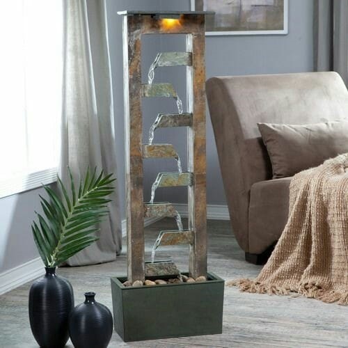 Vertical Slate Cascading Indoor Floor Fountain