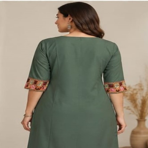 Olive Green Floral Embroidered Kurta Pant Set