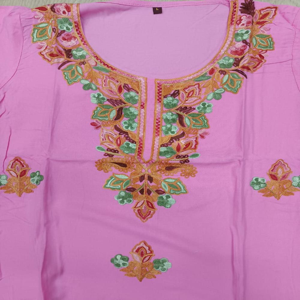 Pretty Pink Floral Embroidered Kurta Pant Set
