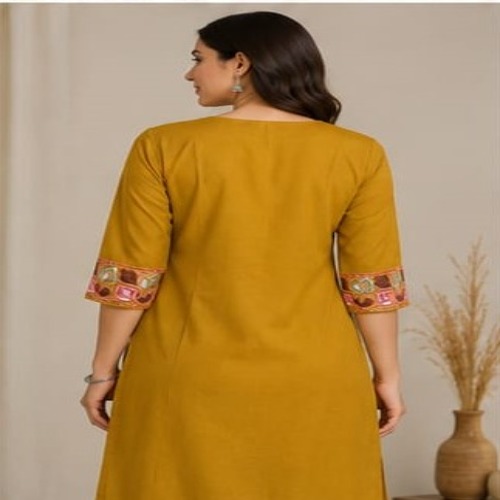 Mustard Yellow Floral Embroidered Kurta Pant Set