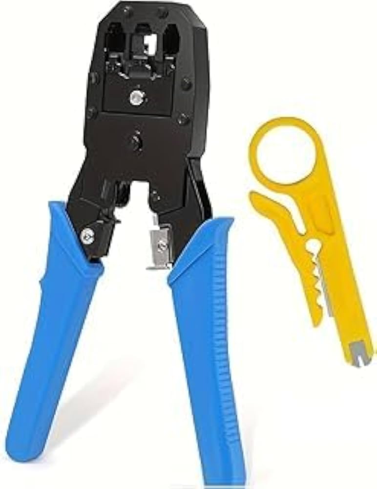 RJ45 RJ11 Network Crimping Tool Kit with Wire Stripper/Cutter & Crimper for LAN Cable
