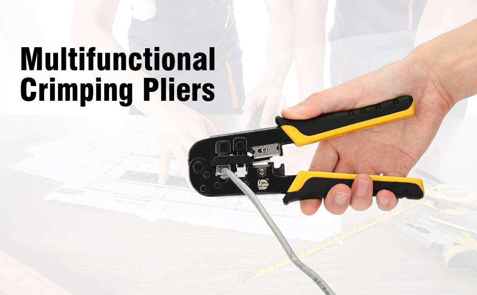 RJ45 RJ11 Network Crimping Tool Kit with Wire Stripper/Cutter & Crimper for LAN Cable