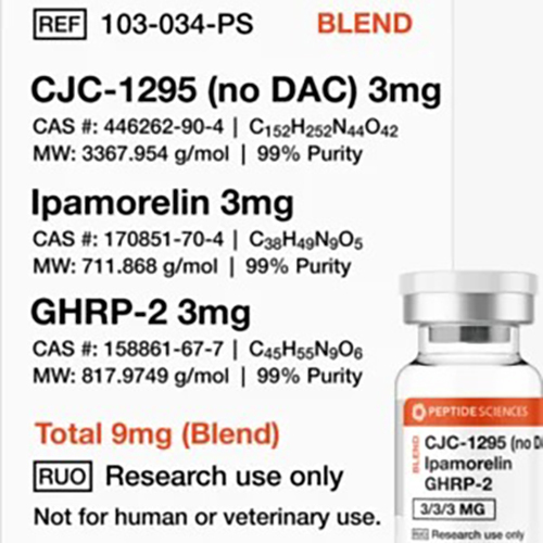 CJC-1295 (no DAC) 3mg, Ipamorelin 3mg, GHRP-2 3mg