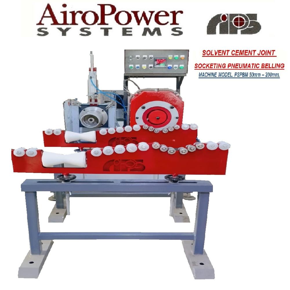 Pspbm 200mm Solvent Cement Joint Socketing Pneumatic Belling Machine - Mild Steel, 3200x1100x1570 Mm, Blue & White | Pneumatic Controls, Electric Infrared Heater, Mechanical Pipe Centering