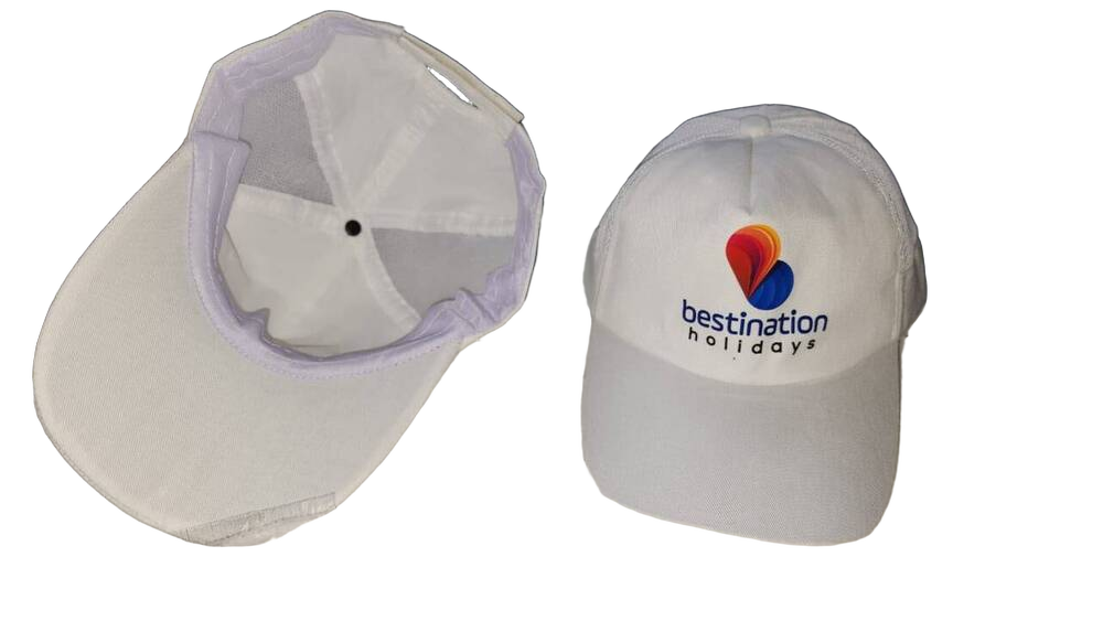 White Cotton 6 Panel Caps With Back Side Buckle