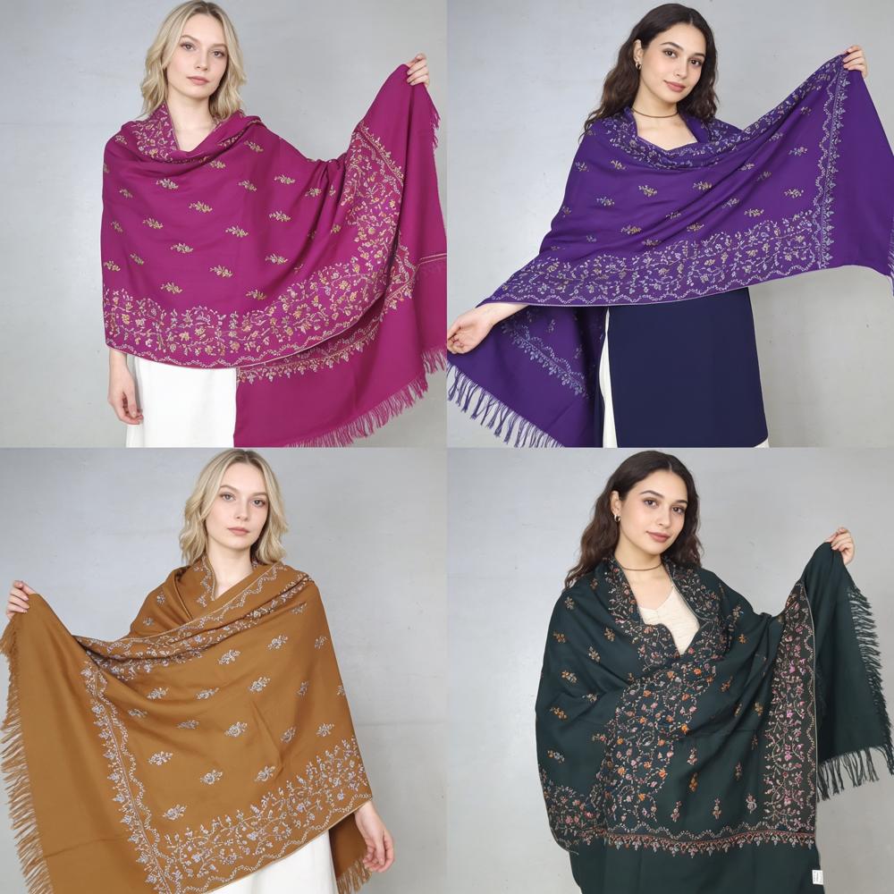 Semi Pashmina hand needle work shawls