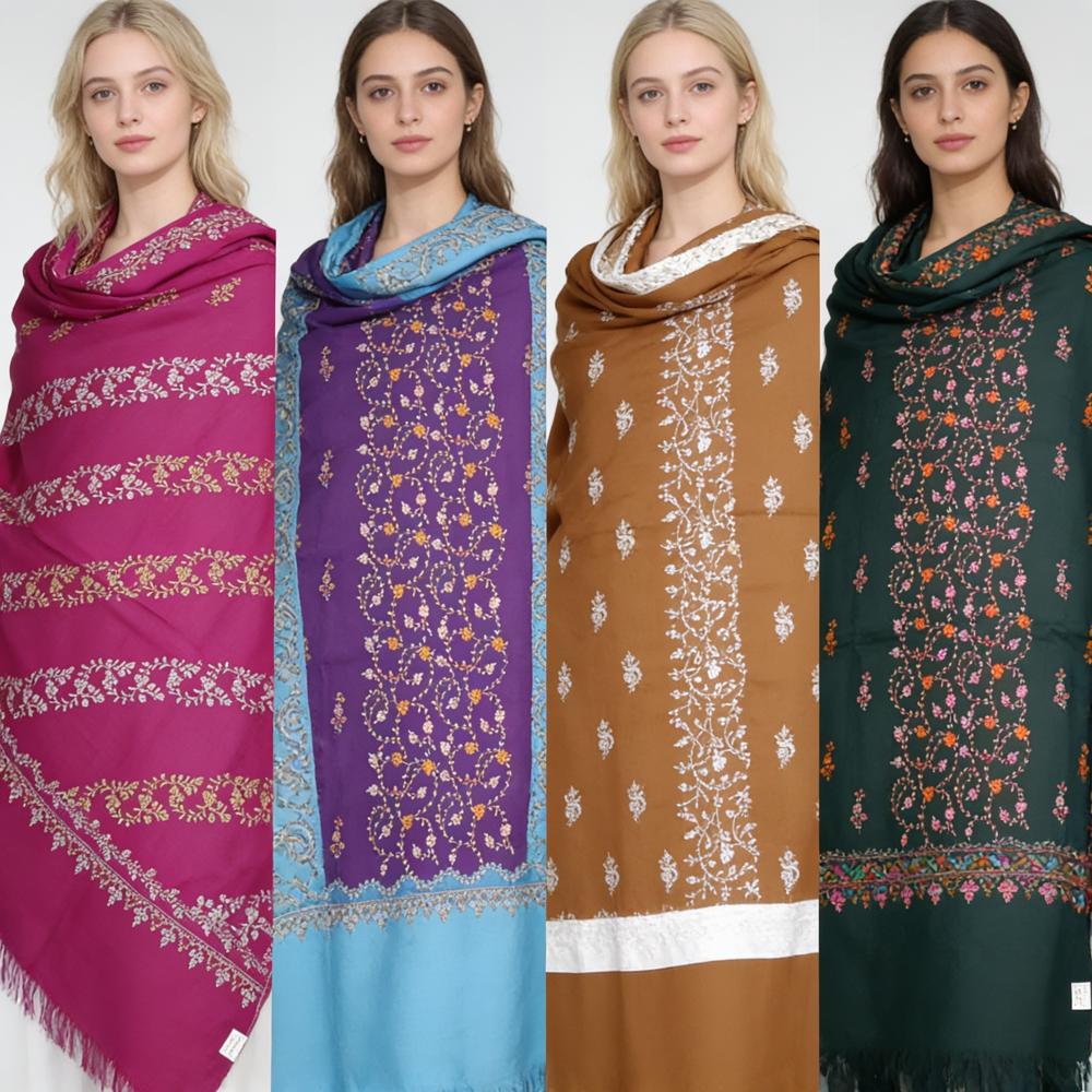 Semi Pashmina hand needle work shawls