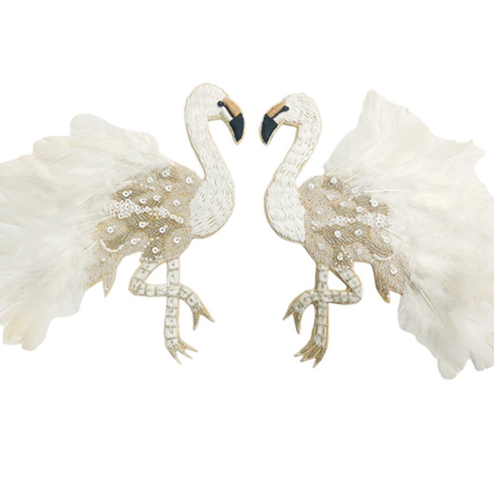 3d Swan Sequin Patch - Color: White