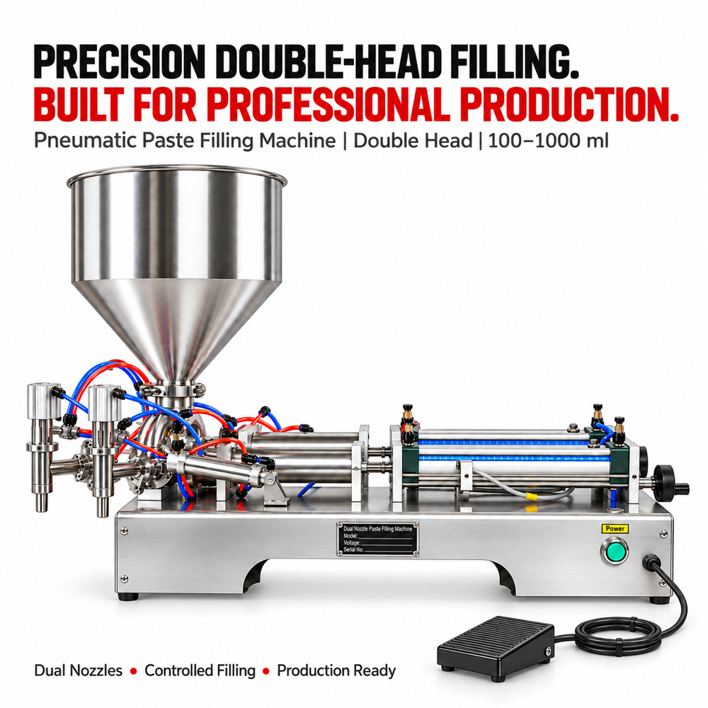 Paste Filler Machine Double Head Pneumatic