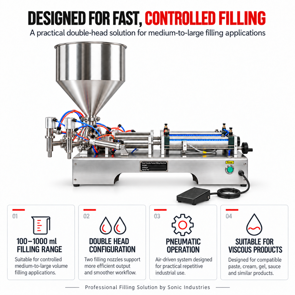Paste Filler Machine Double Head Pneumatic
