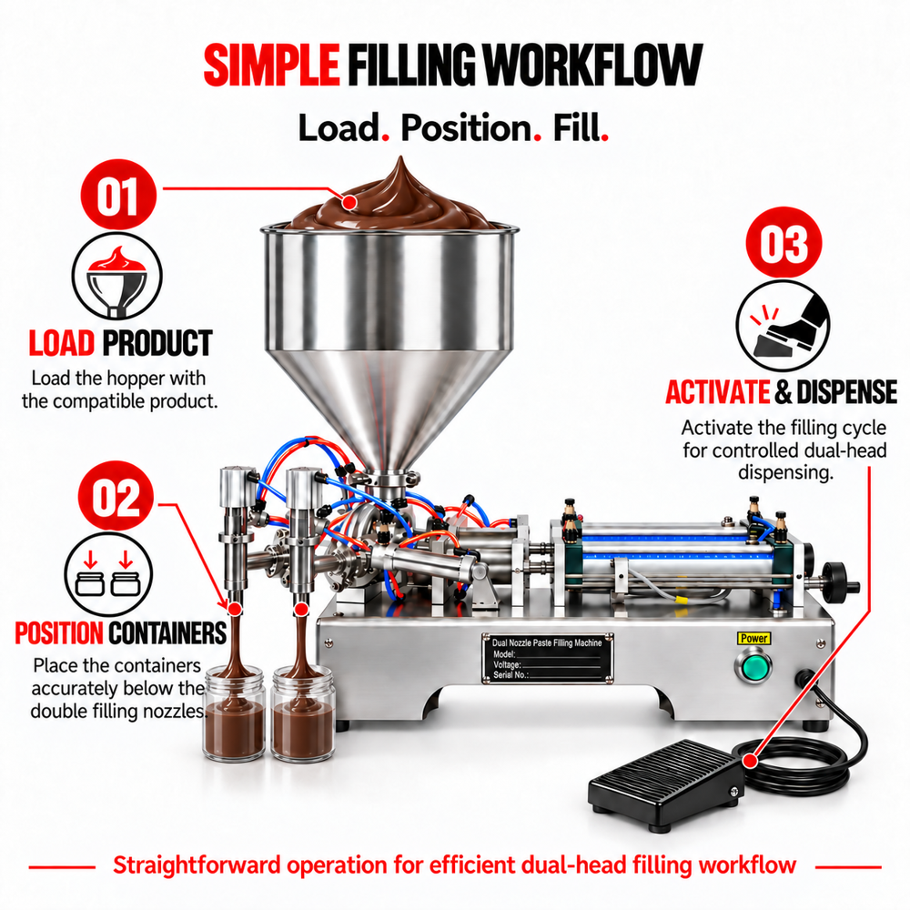 Paste Filler Machine Double Head Pneumatic