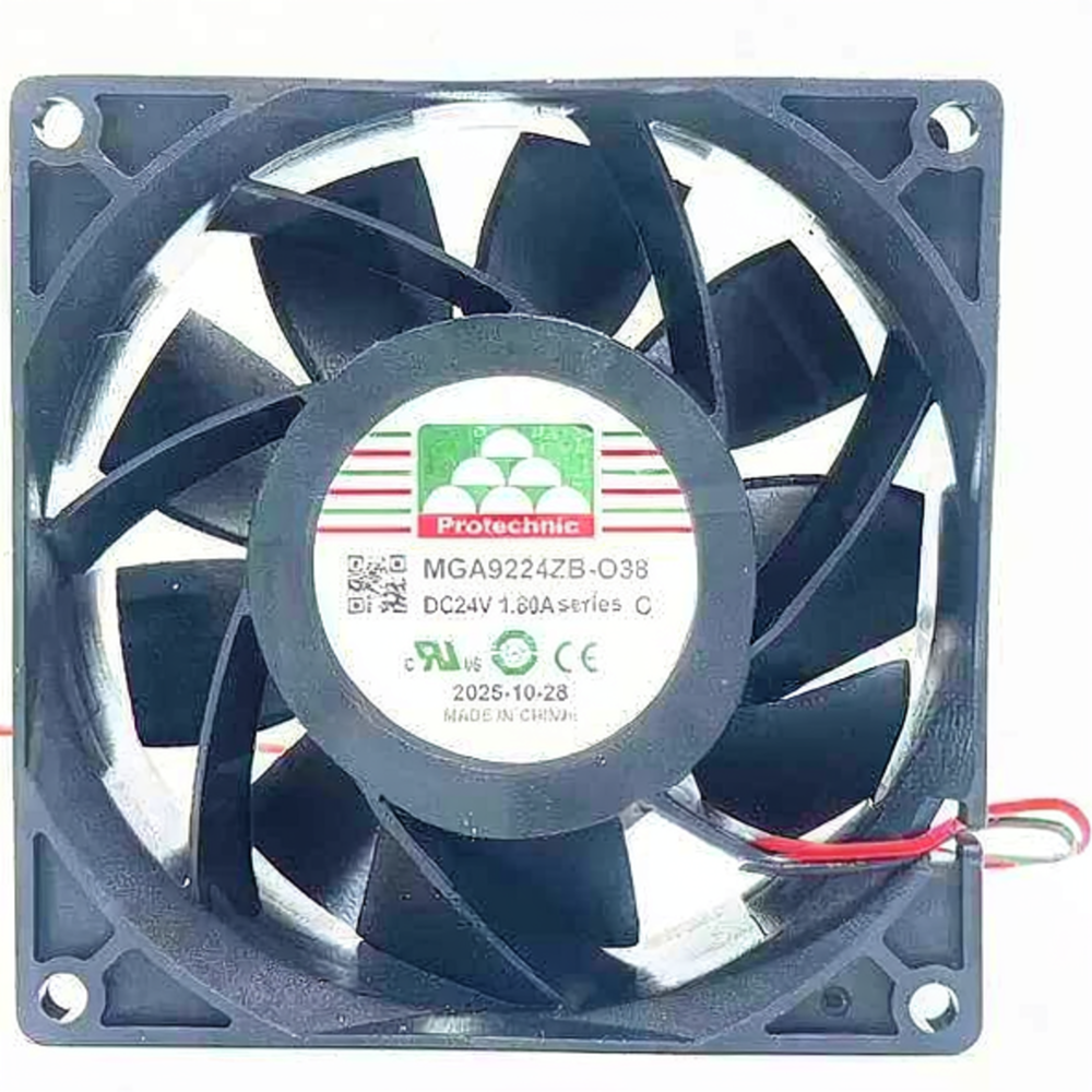 Protechnic Mga9224Zb-O38 24V Dc 1.80A 9225Mm Ball Bearing Industrial Axial Cooling Fan - Blade Material: Plastic