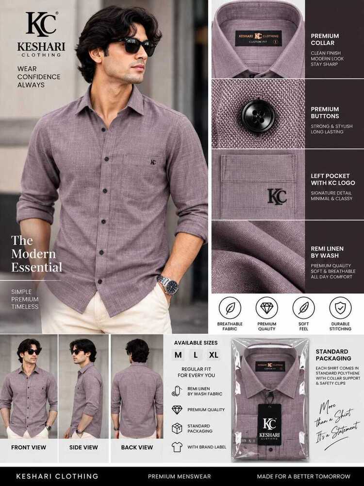 Mens Single Color Remi Linen Shirt