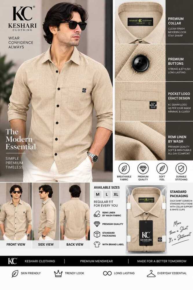Mens Single Color Remi Linen Shirt