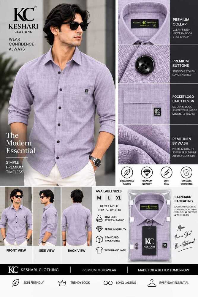 Mens Single Color Remi Linen Shirt