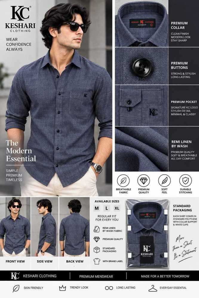 Mens Single Color Remi Linen Shirt