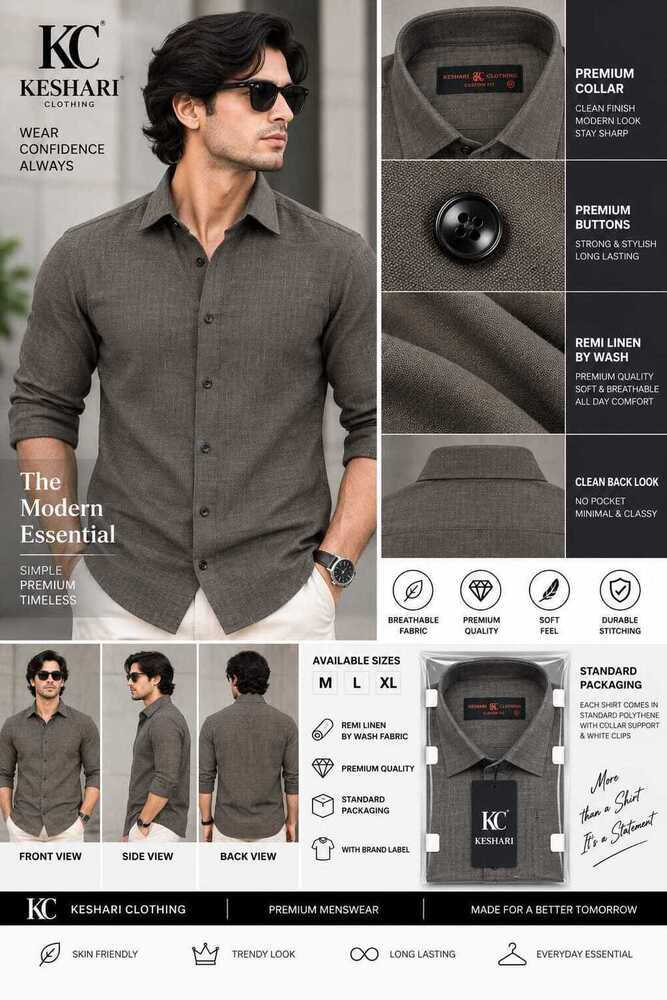 Mens Single Color Remi Linen Shirt