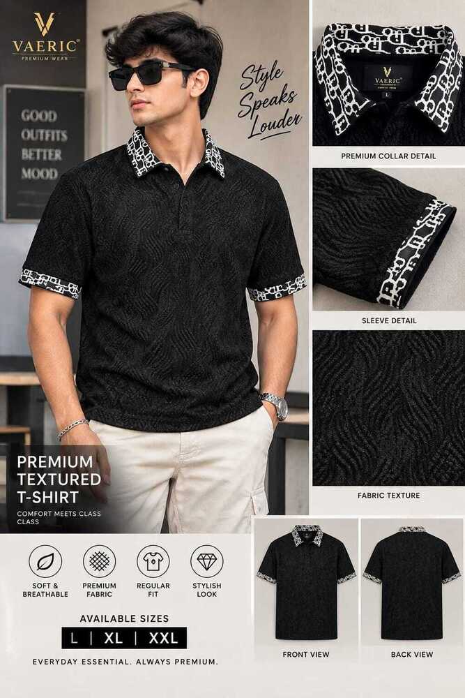 Velvet Fabric Collar T Shirt