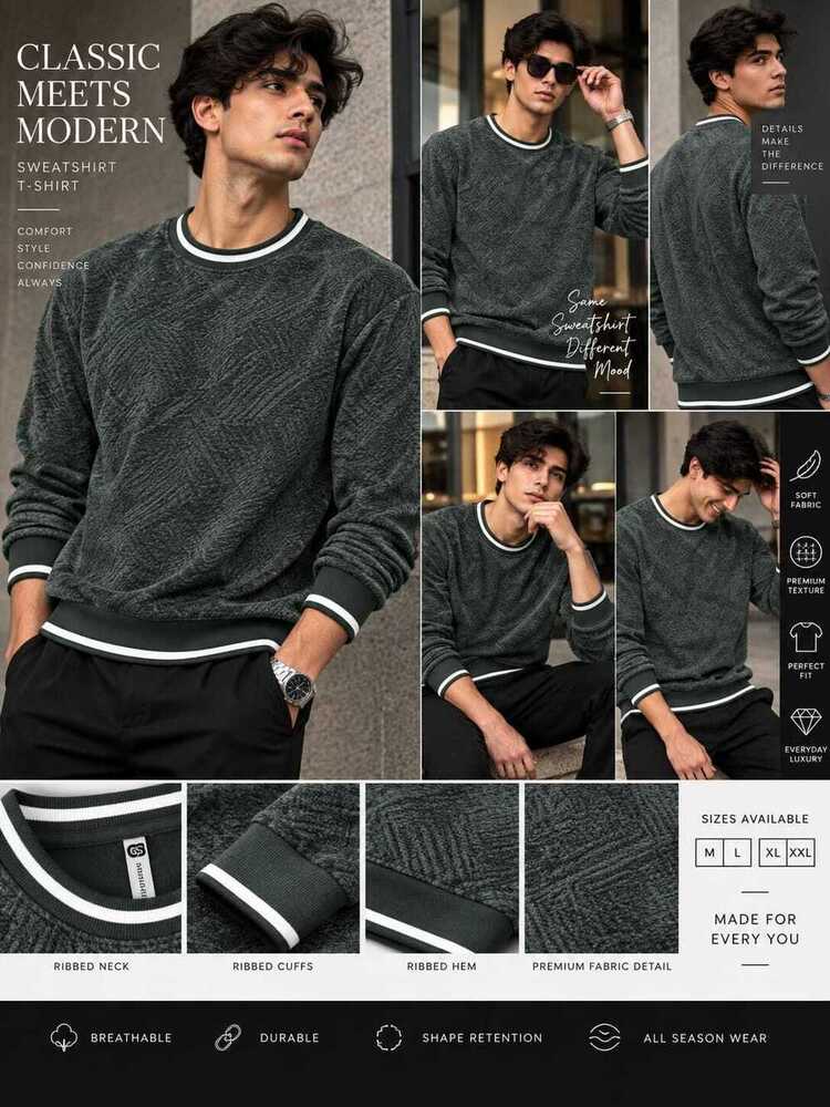 Zakat Velvet Fabric Sweat T Shirt