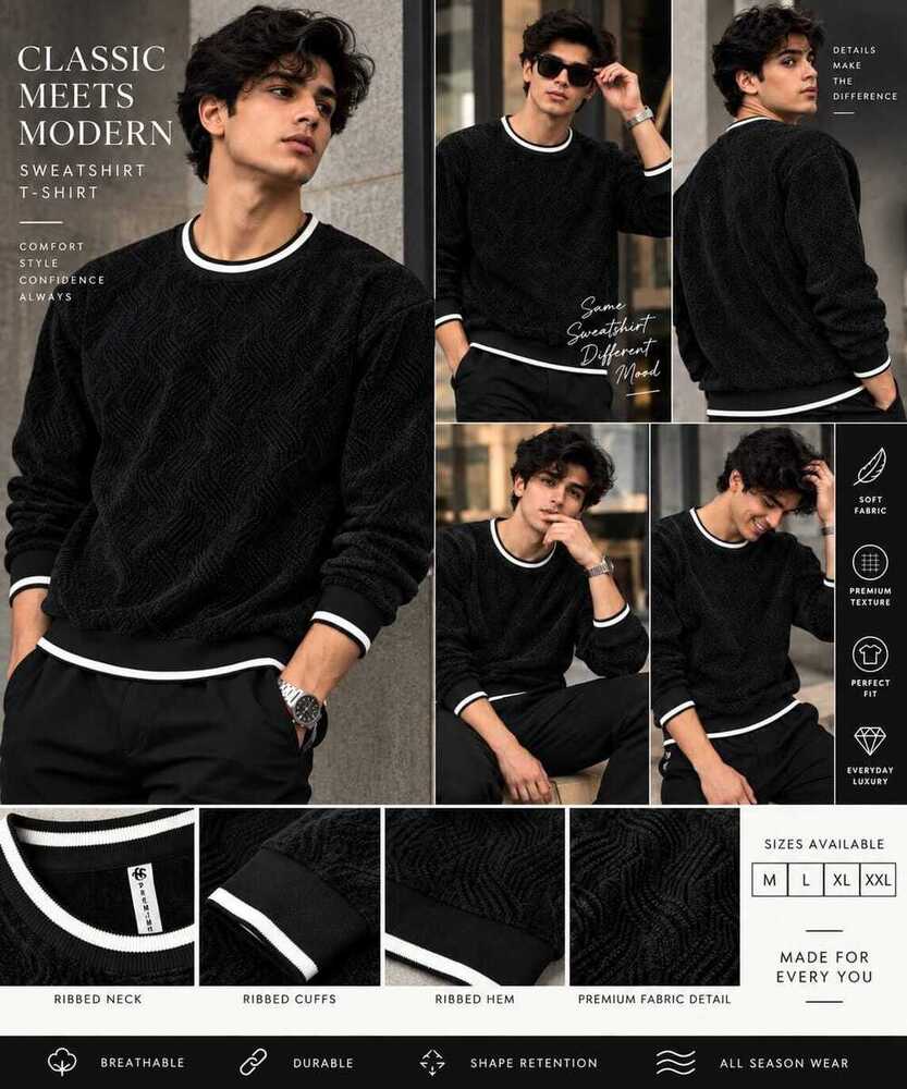 Zakat Velvet Fabric Sweat T Shirt