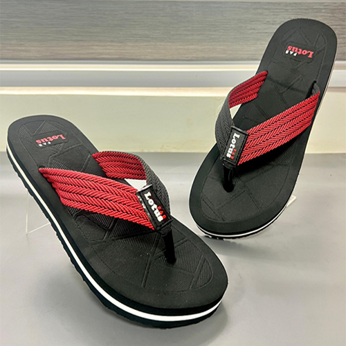 Star 02 Black Color With Red Strip Rubber Slipper
